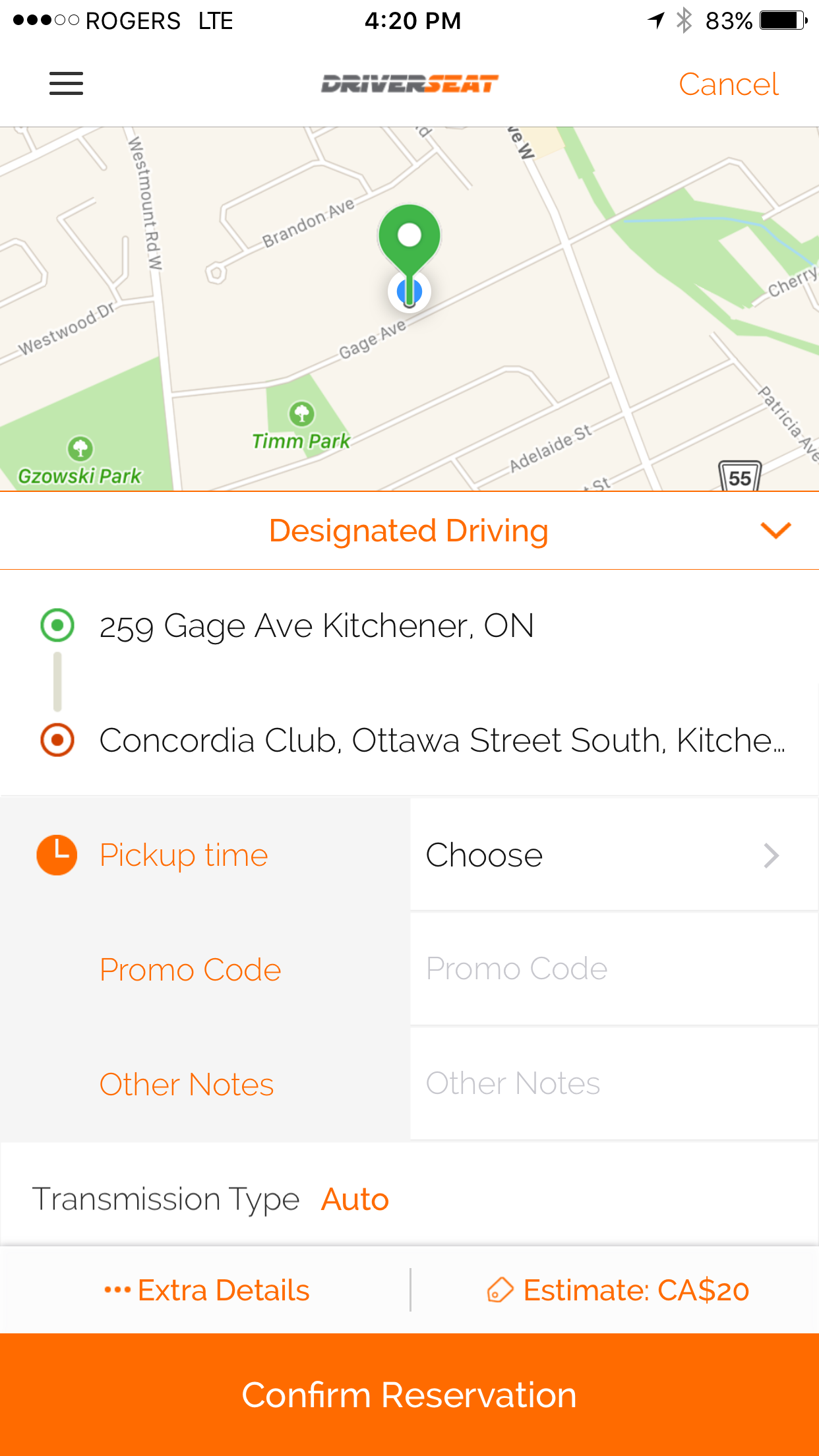 Driverseat App Order Screen Driverseat App Order Screen