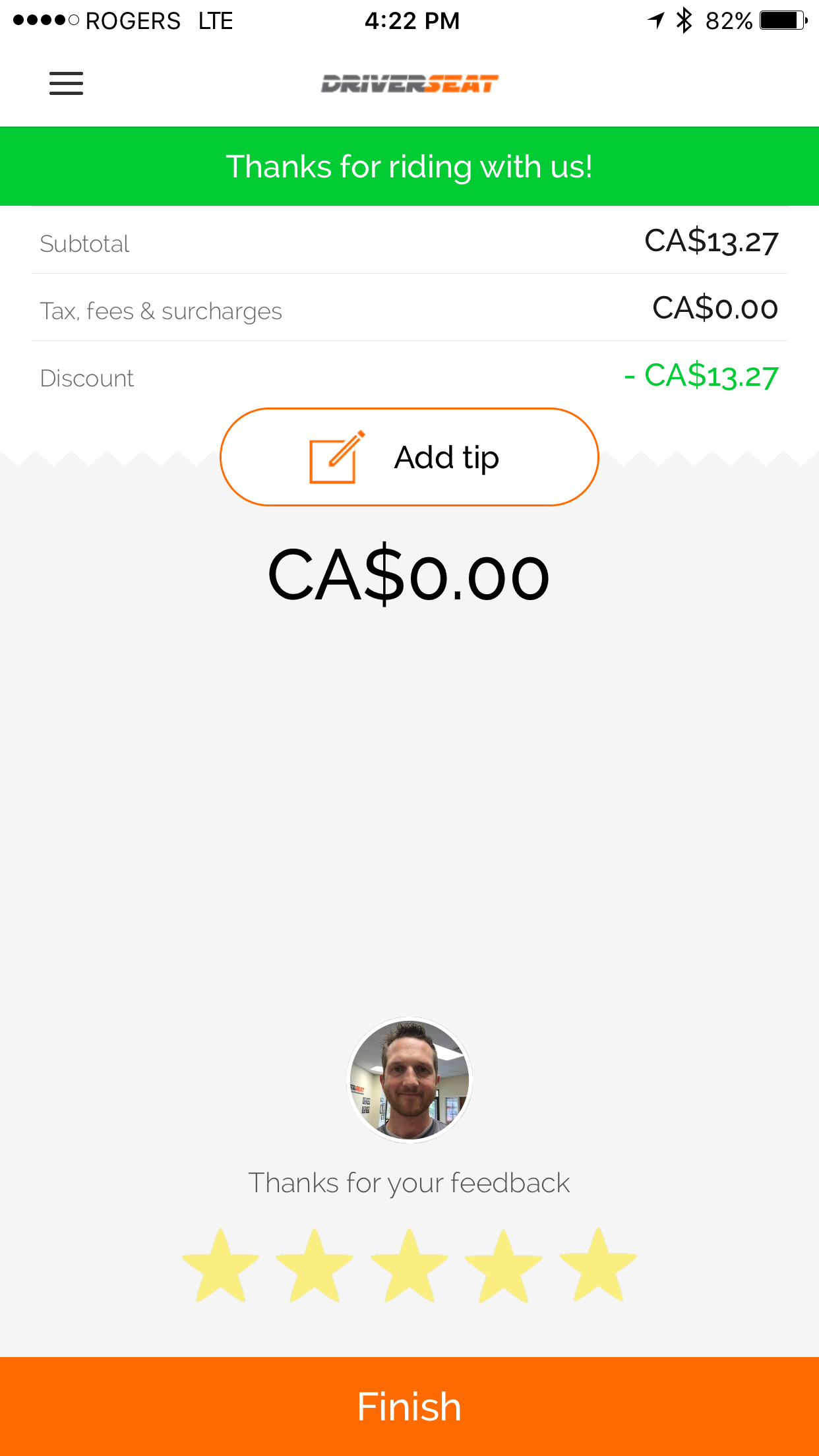 Driverseat App Rating Driverseat App Rating Screen